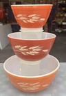 Vintage Pyrex Autumn Harvest Wheat Nesting Mixing Bowls Set of 3 #401 402 403