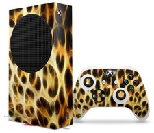 Skin Wrap for XBOX Series S Console Controller Fractal Fur Leopard