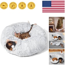 Christmas Tree Cat Tunnel Bed - Soft Plush Cat Cave for Interactive Play
