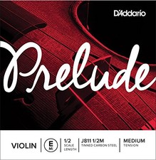 D'Addario Prelude Violin Single E String, 1/2 Scale, Medium Tension