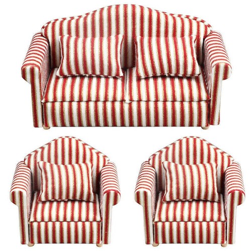 3pc 1:12 Sofa Victoria Chairs Bench Armchair Couch Dollhouse Furniture Accessory - Picture 38 of 128