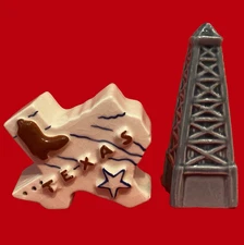Vintage Texas State & Oil Derrick Salt & Pepper Shakers Parkcraft MCM