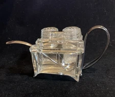 Rare WMF Art Deco Crystal & Silverplate Cruet Set Germany c.1930s
