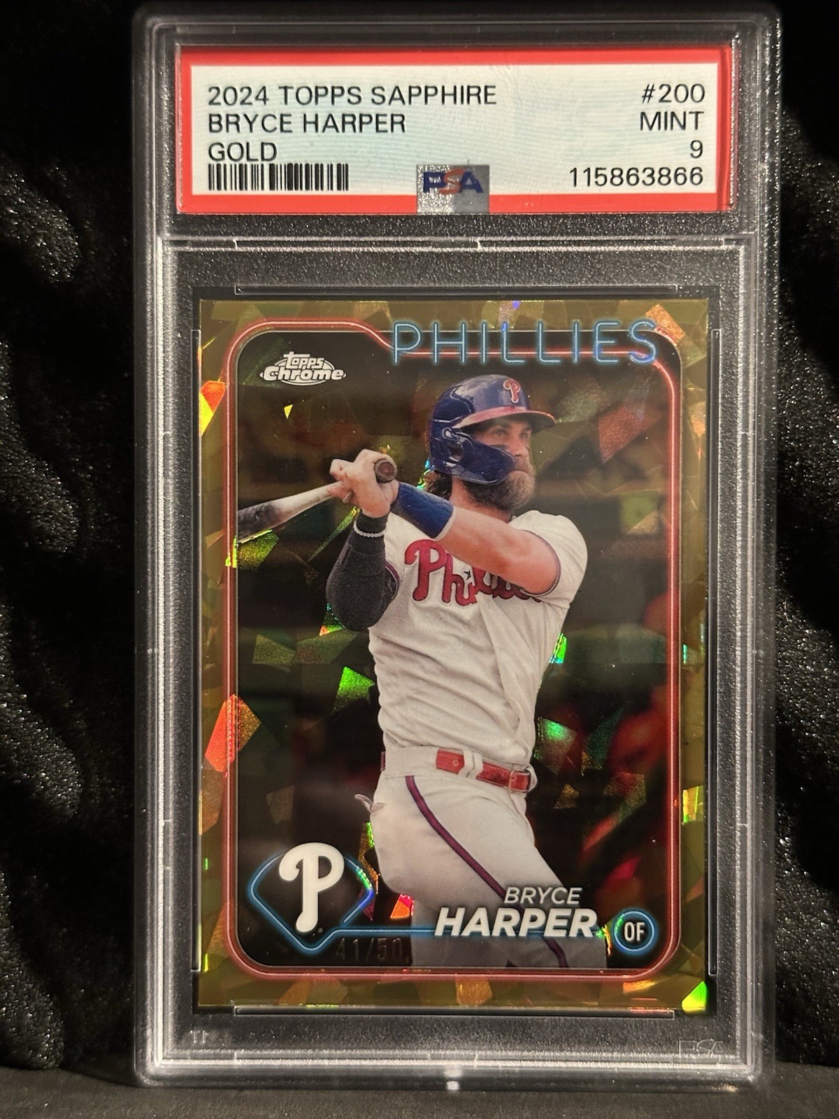 2024 Topps Chrome Sapphire Edition - Bryce Harper #200 Gold /50 PSA 9