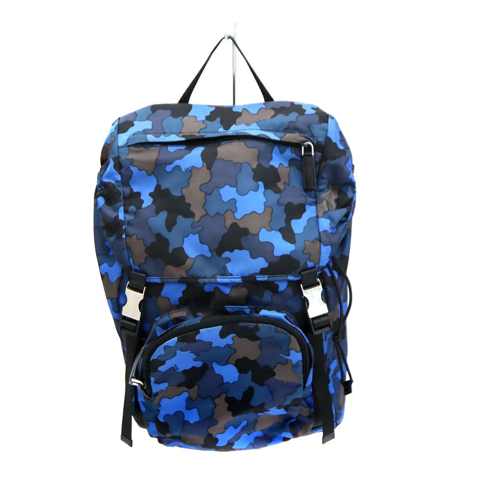 Prada V135 Backpack Camouflage Pattern Nylon Blue… - image 1