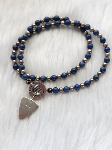 Corazon Carolyn Pollack Sterling Silver Lapis Lazuli Beads Southwestern Necklace - Foto 9 di 16