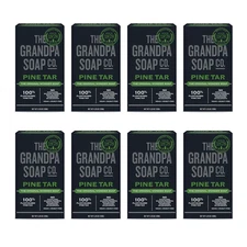 Grandpa Soap Pine Tar Bar (8pk) - Plant-Based Cleanser, Deodorizer, Moisturizer,