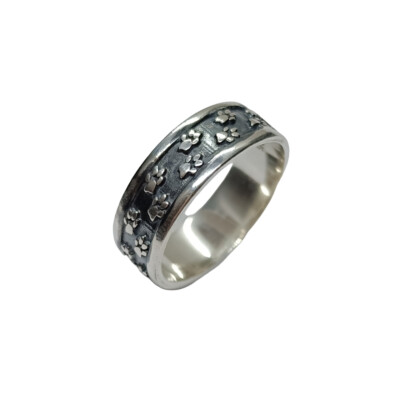 925 Silver Ring Dog Paws Band Ring Handmade Animal Print Nickel Free 8mm