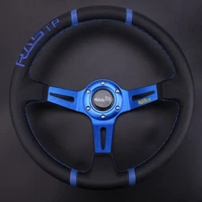 14" Blue Aluminum RASTP Deep Dish Drifting Sport Steering Wheel Racing Car US
