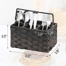 Silverware Holder for Party Plastic Utensil Holder Wicker Silverware Caddy Cu...