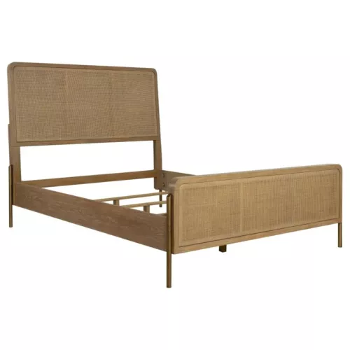 MID CENTURY MODERN SAND WASH WOVEN CANE KING BEDROOM FURNITURE