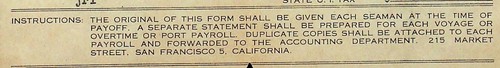 Declaración de salario del marinero Matson Navigation Company 1944 - E14-D - Imagen 3 de 3