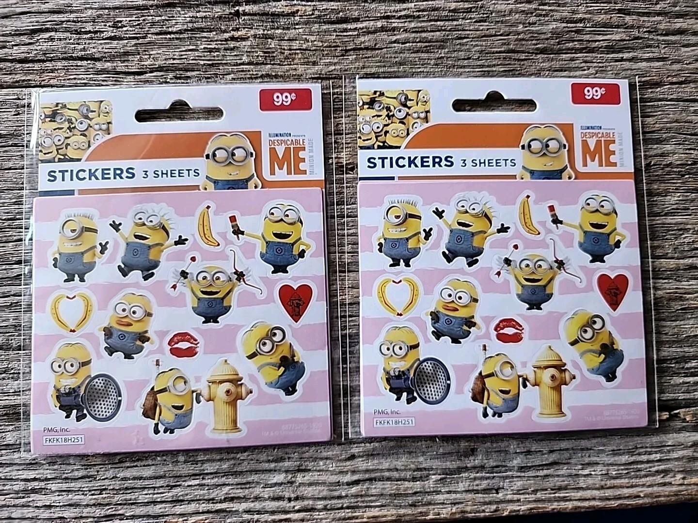 2 Unopened  Minions Sticker Packs Universals Despicable Me 6 Total Sheets 2018