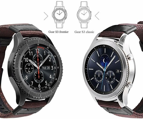 Für Samsung Galaxy Watch 3 45 46mm Gear S3 Classic Armband Leder Nylon Segeltuch - Bild 13 von 54