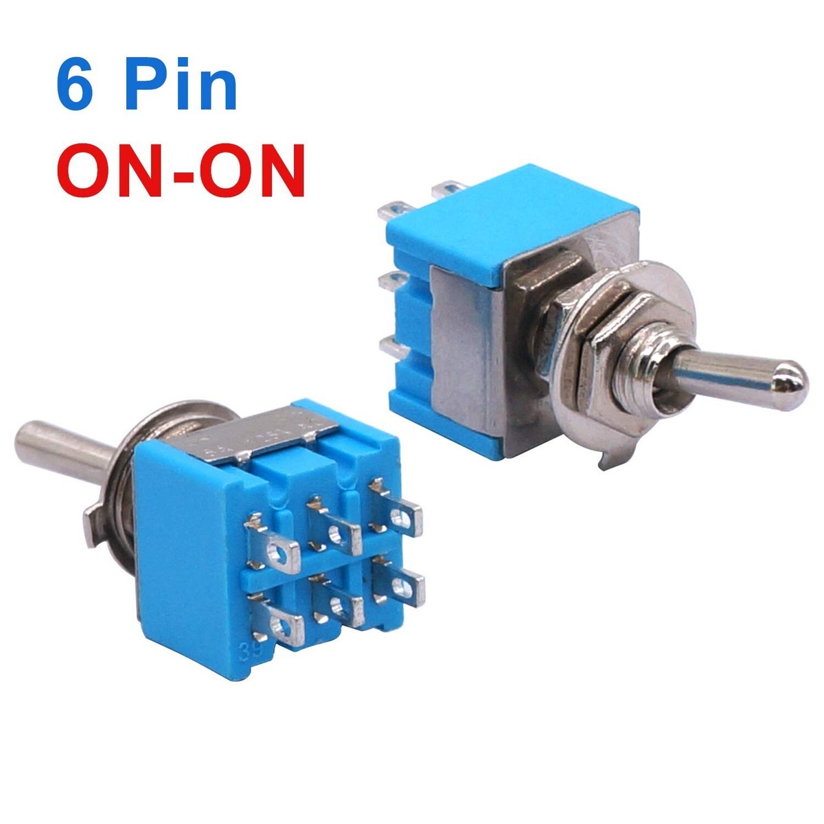 10 X Mini DPDT Slide Switches - 6-Pin, On-On, 0.5A 50VDC, Solder Terminals, For Electronics Projects