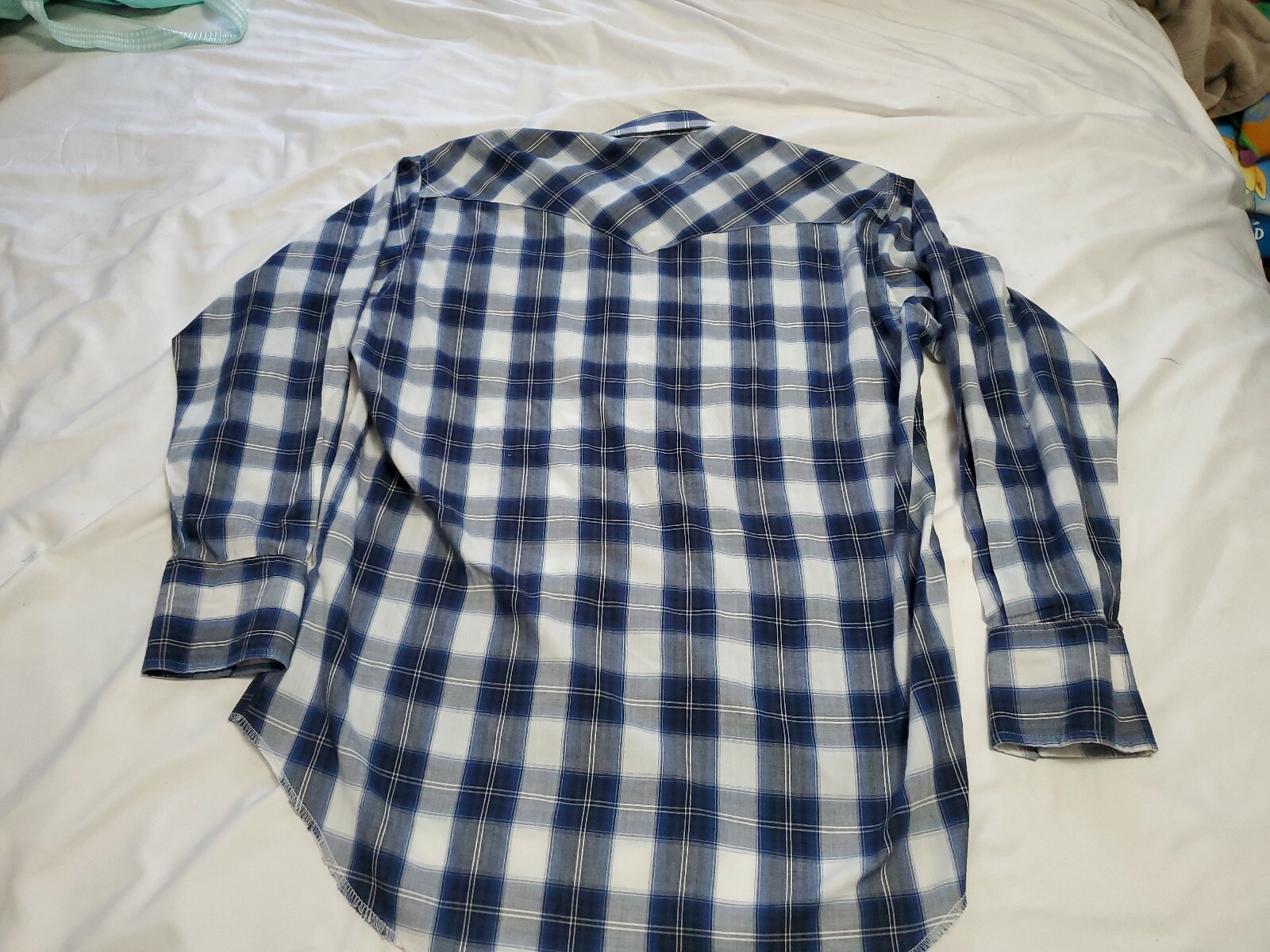 WRANGLER Western Plaid White Pearl Snap L/S Rockabilly EX Long Tail Shirt image 3