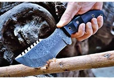 Custom Handmade Damascus Steel TRACKER Hunting Bowie Knives SHEATH Tom Brown
