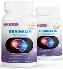 2 Pack Brainalin, promotes mental clarity & cognitive functions-60 Capsules x2