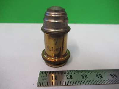 ANTIQUE BRASS E. LEITZ OBJECTIVE LENS ''7'' MICROSCOPE PART AS PICTURED Z4-B-57