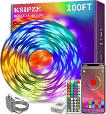 KSIPZE 100Ft Led Strip Lights RGB Music Sync Color Changing,Bluetooth Led Lights
