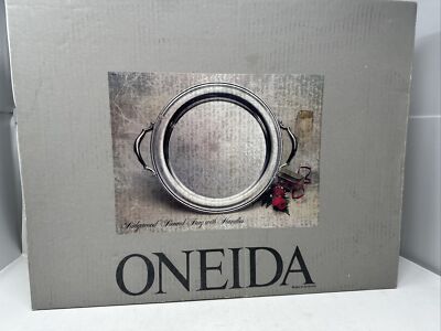 Oneida Silverplate Ridgewood Round Tray With Handles 14.5 . 82021914A Free Ship