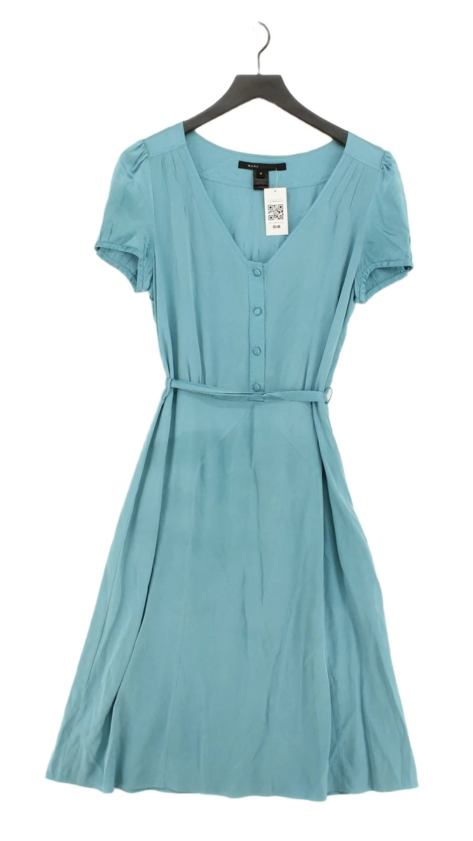 Marc Jacobs Womenu0026#039;s Midi Dress UK 6 Blue 100% Silk A-Line | eBay
