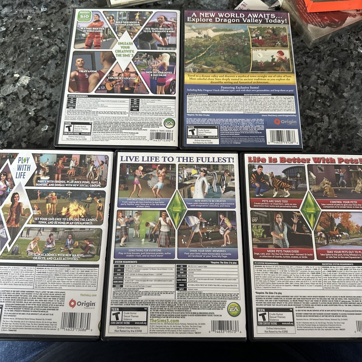 Lot of 5 The Sims 3 And Sims 3 Expansion Packs Dragon Valley Lot of 5 The Sims 3 And Sims 3 Expansion Packs Dragon Valley