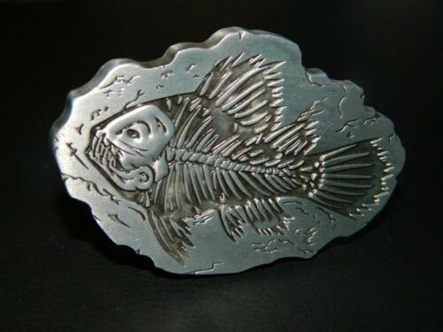 Awesome Salt Ocean Life Bone Fisherman Pewter Skull 935 Silver Belt Buckle - Picture 1 of 5