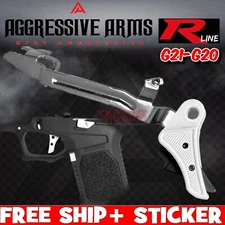 AGGRESSIVE ARMS WHITE BLACK BILLET ALUMINUM TRIGGER & POLISHED BAR GLOCK 20 21