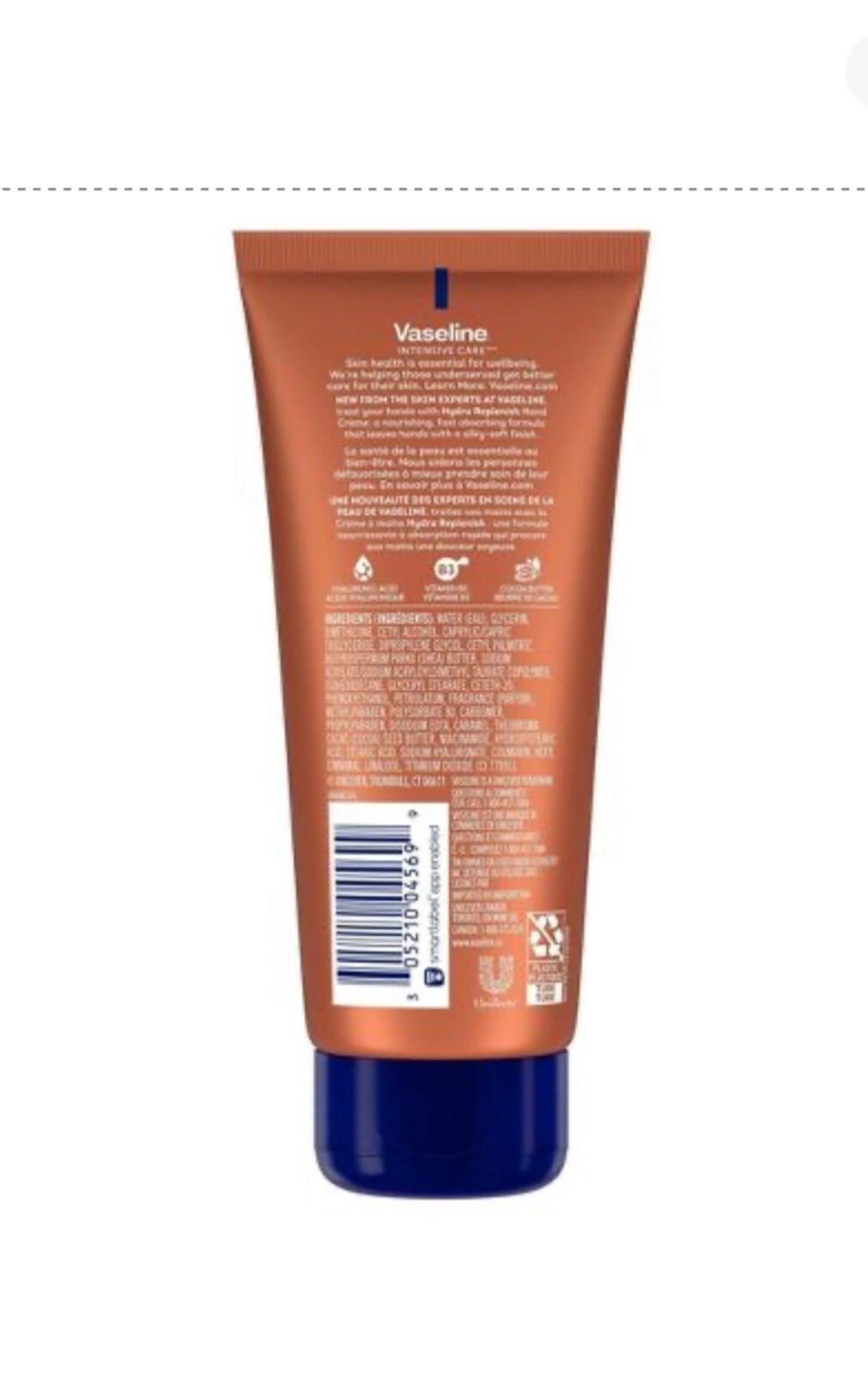 Vaseline Intensive Care Hydra Replenish Hand Creme Hyaluronic Acid 3.4 OZ Cream