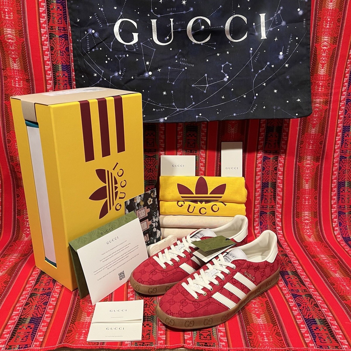Adidas x Gucci Gazelle GG Canvas Red Sneaker 737967 FAAW3 Adidas x Gucci Gazelle GG Canvas Red Sneaker 737967 FAAW3