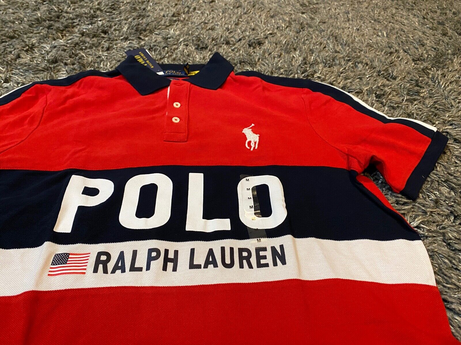 Polo Ralph Lauren red blue white big pony Tokyo shirt M USA Olympics World  Cup 1