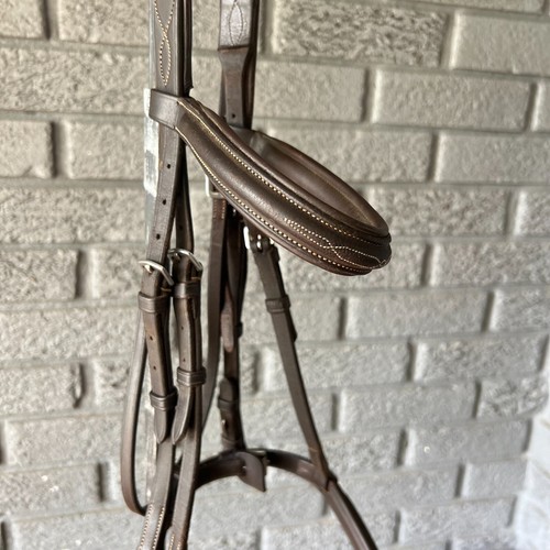 DaVinci Padded Fancy Raised Brown Leather Bridle and Laced Reins, Cob Size - Picture 6 of 12