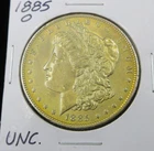 1885 O Morgan Silver Dollar - BU, Rich gold toning Lot#503