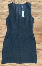 Gap Dark Gray Sleeveless Wool Blend Glitter Plaid Jumper Dress Pockets Sz 2 NWT!
