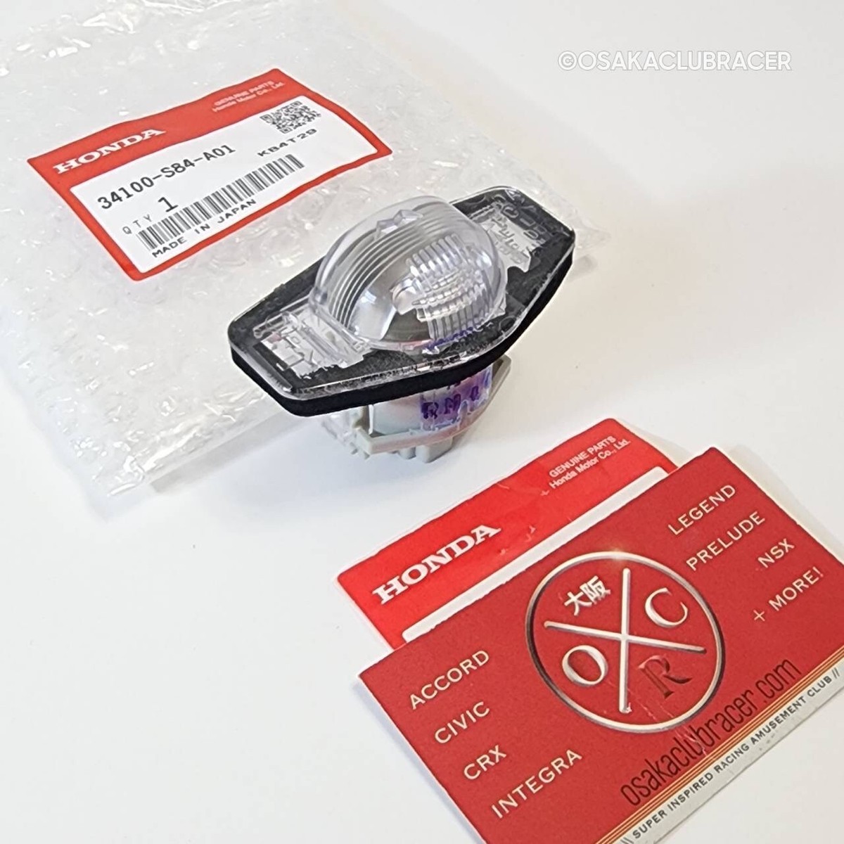 Genuine OEM Honda Rear License Plate Light Assembly 34100S84A01 98