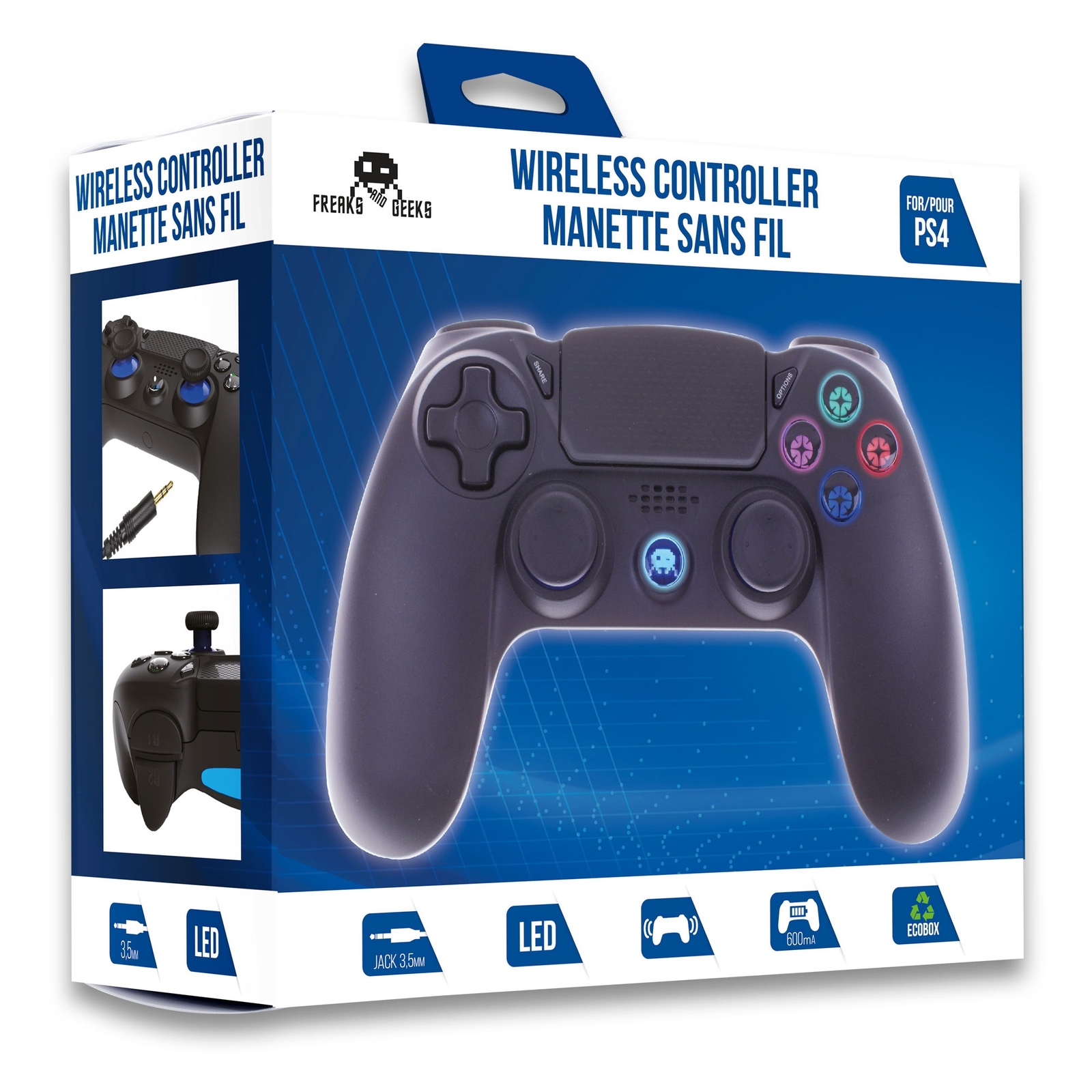 FREAKS CONTROLLER PS4 WIRELESS con PULSANTI ILLUMINATI GAMEPAD SENZA FILO BLACK