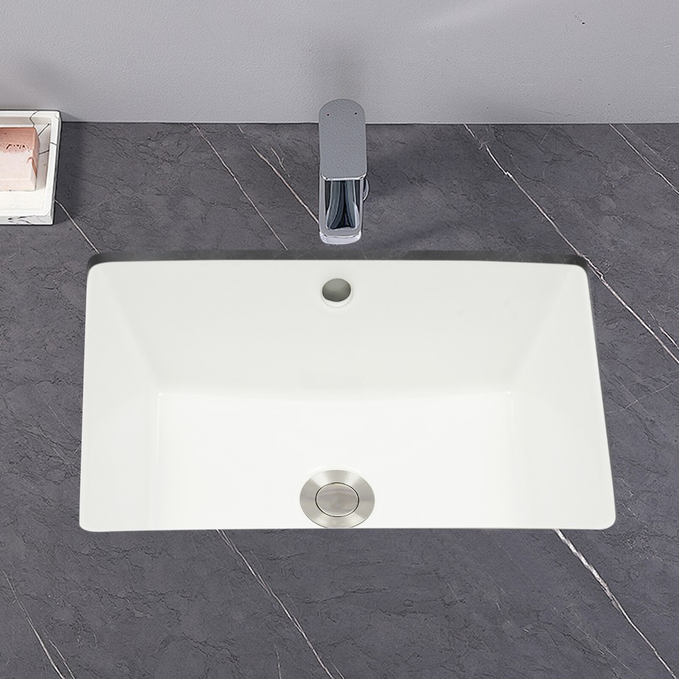 Undermount Bathroom Sink Rectangular Ceramic Single Bowl Sink With