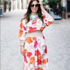 Anthropologie Maeve Gemma boho floral printed elbow sleeves midi dress S