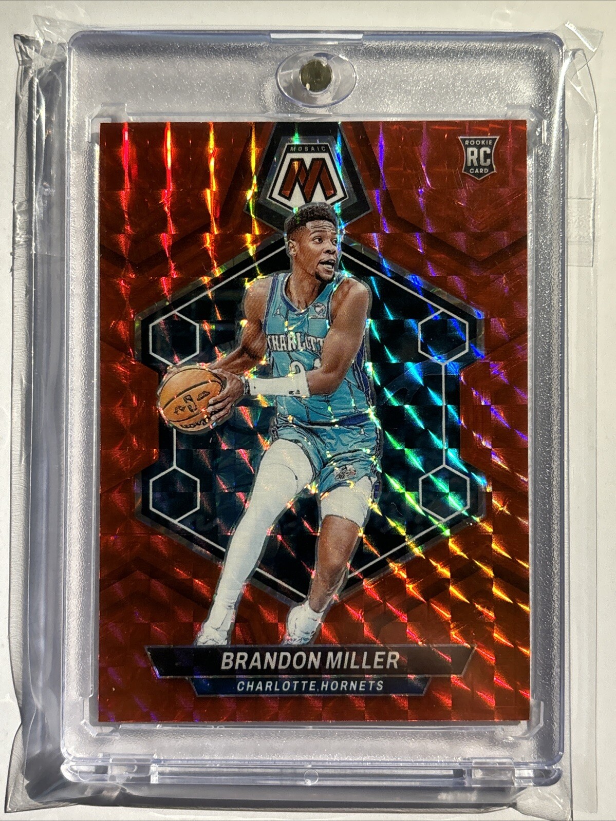 2023-24 Panini Mosaic Brandon Miller Red Mosaic Prizm RC #202 Charlotte Hornets