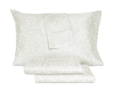 Sheet SetArt of the Weave White Woven Jacquard Design Sateen Blend 4Pc Cal King