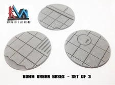 3D Printed - 60mm Scenic Urban City Street Bases - (Set of 3)