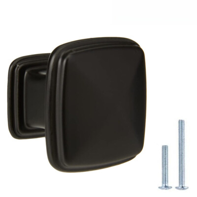 25 Pack Kitchen Cabinet Knobs Square 1.25in Drawer Handles Flat Black