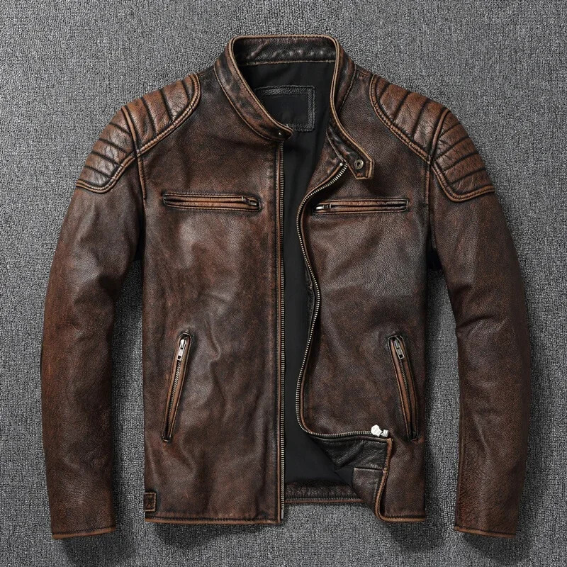 Vintage Leather Jacket Men Casual Coat Clothes Spring Autumn Outwear Streetwear Vintage Leather Jacket Men Casual Coat Clothes Spring Autumn Outwear Streetwear