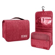 Large Capacity Toiletry Bag Travel Bag with Hanging Hook for Men and A-Wine Red