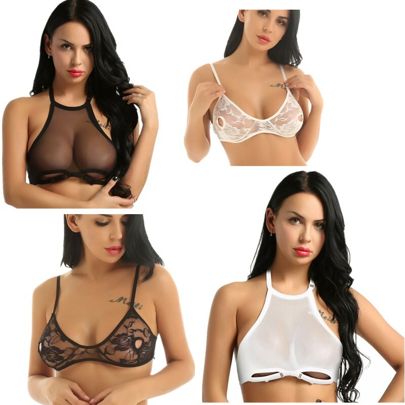 Women Sexy Bra See Through Tank Tops Sheer Nipple Bralette Wire-free  Lingerie