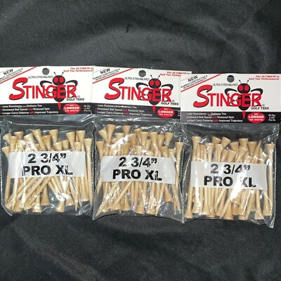 Stinger 2 3/4'' Pro XL Competition New Bamboo golf tees 3 Packs of 25 