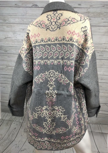 DAVI & DANI Shacket Shirt Jacket Women's Small With Sweater Knit Back Button Up