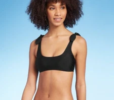 Juniors' Shoulder Tie Bralette Bikini Top - Xhilaration Black Size Large (8-10)