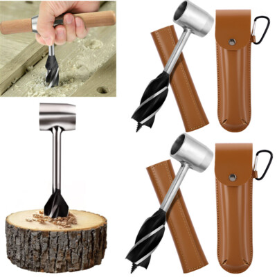 2pc Survival Settlers Tool Outdoor Bushcraft Hand Auger Wrench Woodworking Drill